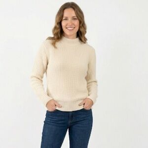 Alice Walk sweater baby alpaca ribbed knit crewneck pullover small cream
